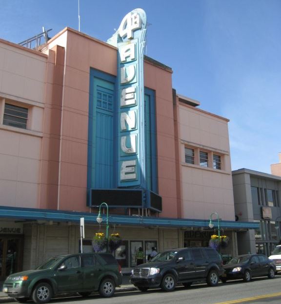 Street view of one of Anchorage's iconic buildings, the 4th Avenue Theater.