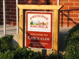 Chickasaw, Alabama proudly displays its Preserve America Community sign.