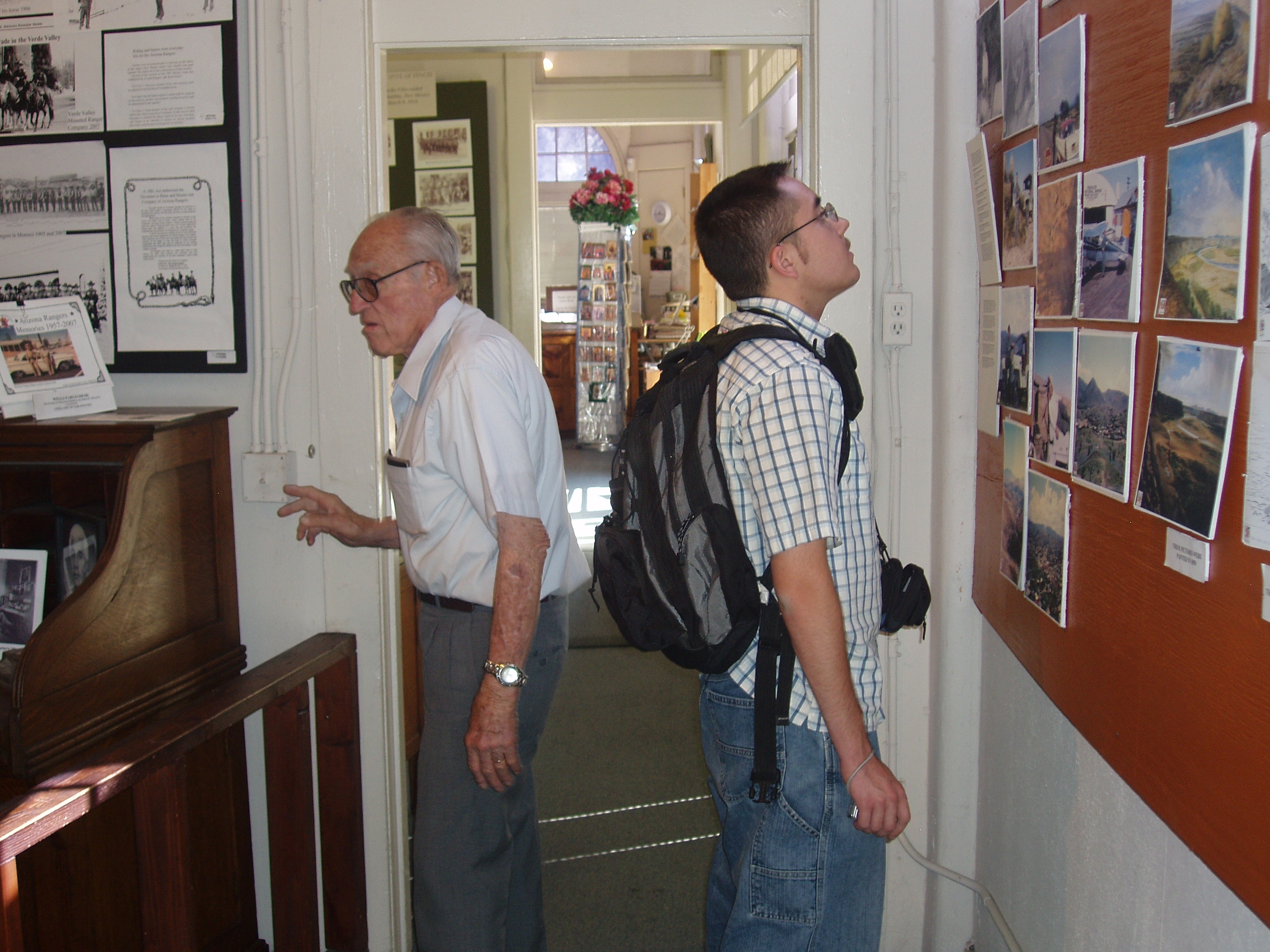 Visitors examine exhibits at the Pimeria Alta Museum in Nogales, Arizona.