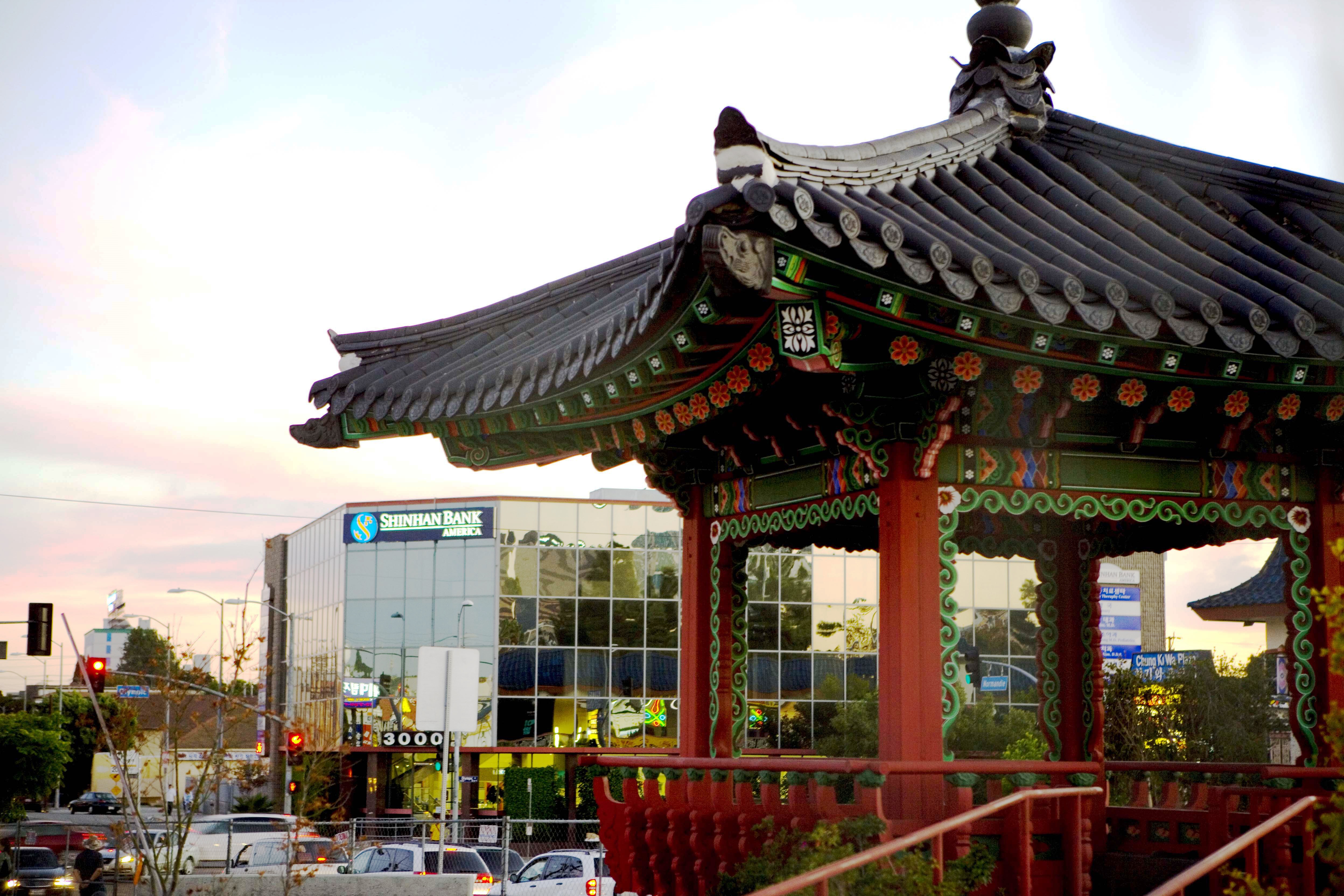 The Koreatown Pavilion Garden, Da Wool Jung,  is Koreatown's gateway monument symbolizing the cultural, economic, and political growth of the Korean American community.
