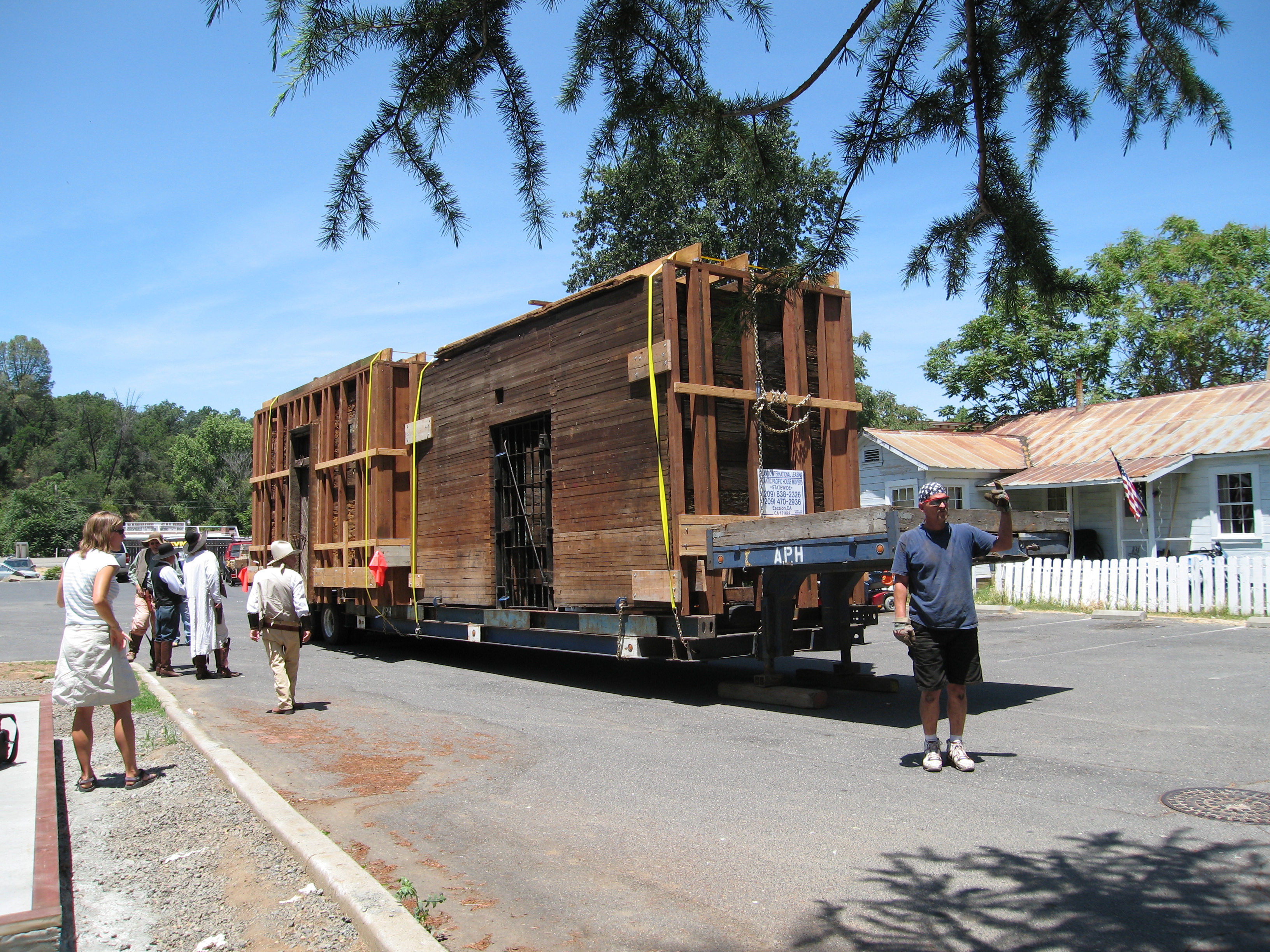 The historic Jamestown Branch Jail being returned in 2007, after being sold and moved to Pollardville in 1964.