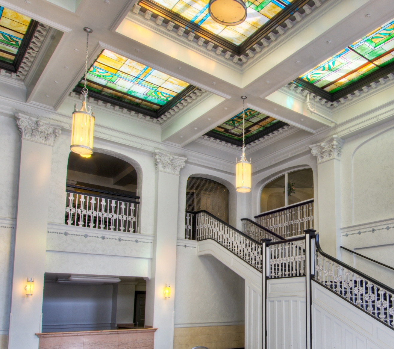 The restored lobby of the Northern Hotel in Fort Collins, Colorado