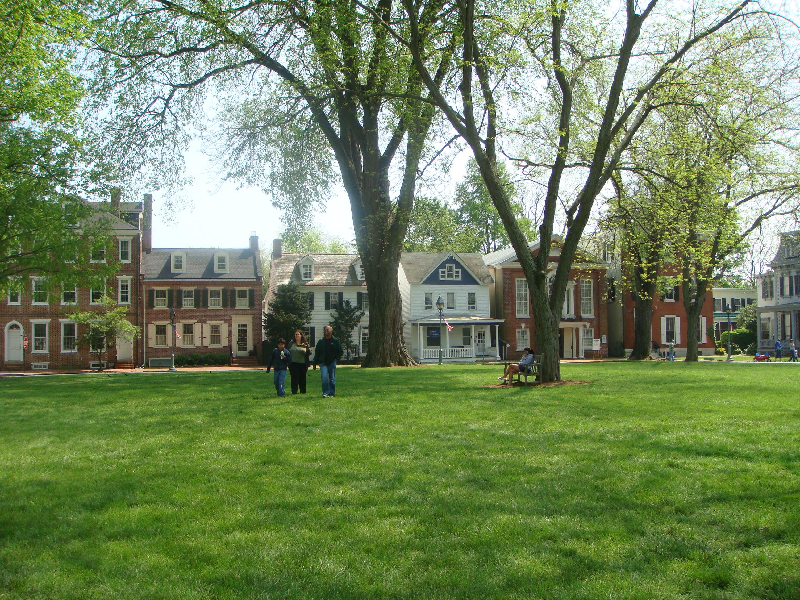 The Dover Green, a National Register Historic District, is centered on the public square laid out in 1717—the original commercial and residential heart of Dover. It was at the Golden Fleece Tavern on the Green that Delaware became the “First State” to ratify the U.S. Constitution in 1787.