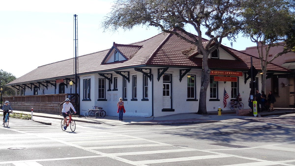 The restored railroad depot in Tarpon Springs now houses the Tarpon Springs Historical Society and a visitor's welcome center.