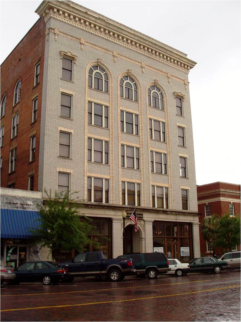The façade of this five story building in Thomasville, Georgia's Commercial Historic District has been rehabilitated to preserve the building's historic character.