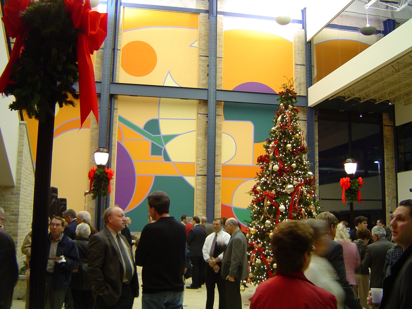 Holiday celebration in the newly rehabilitated Summit Place, originally part of the historic Allis-Chalmers manufacturing complex.