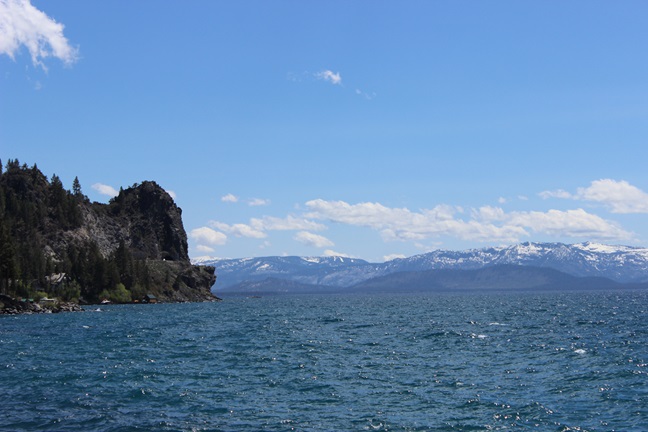 Lake shore landscape view of Cave Rock, Lake Tahoe, Nevada