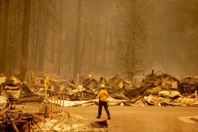 Greenville, CA, after fire.