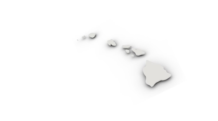 Outlined monochromatic depiction of Hawaiian islands