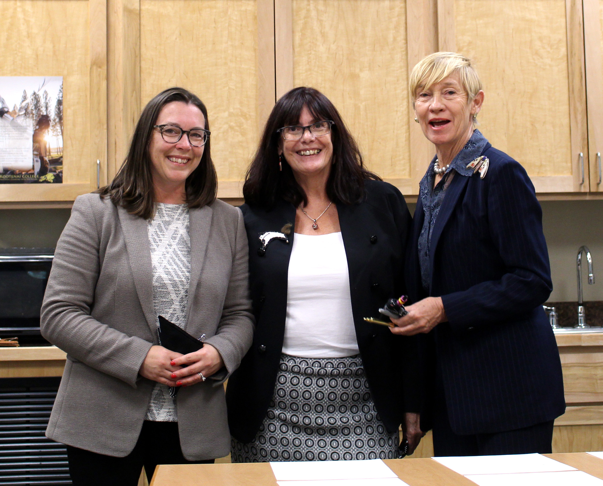 Chairman Jorjani, Sandra Boham, president of Salish Kootenai College, and Katherine Slick of the ACHP Foundation after signing of the MOU