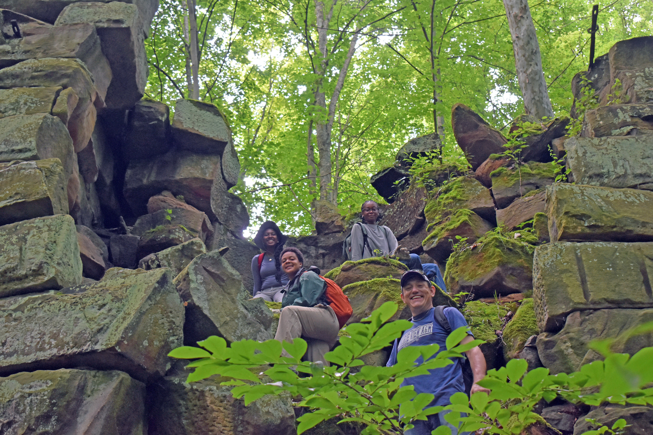 The students hiked to the Cambria Iron Furnace deep in the Wayne National Forest