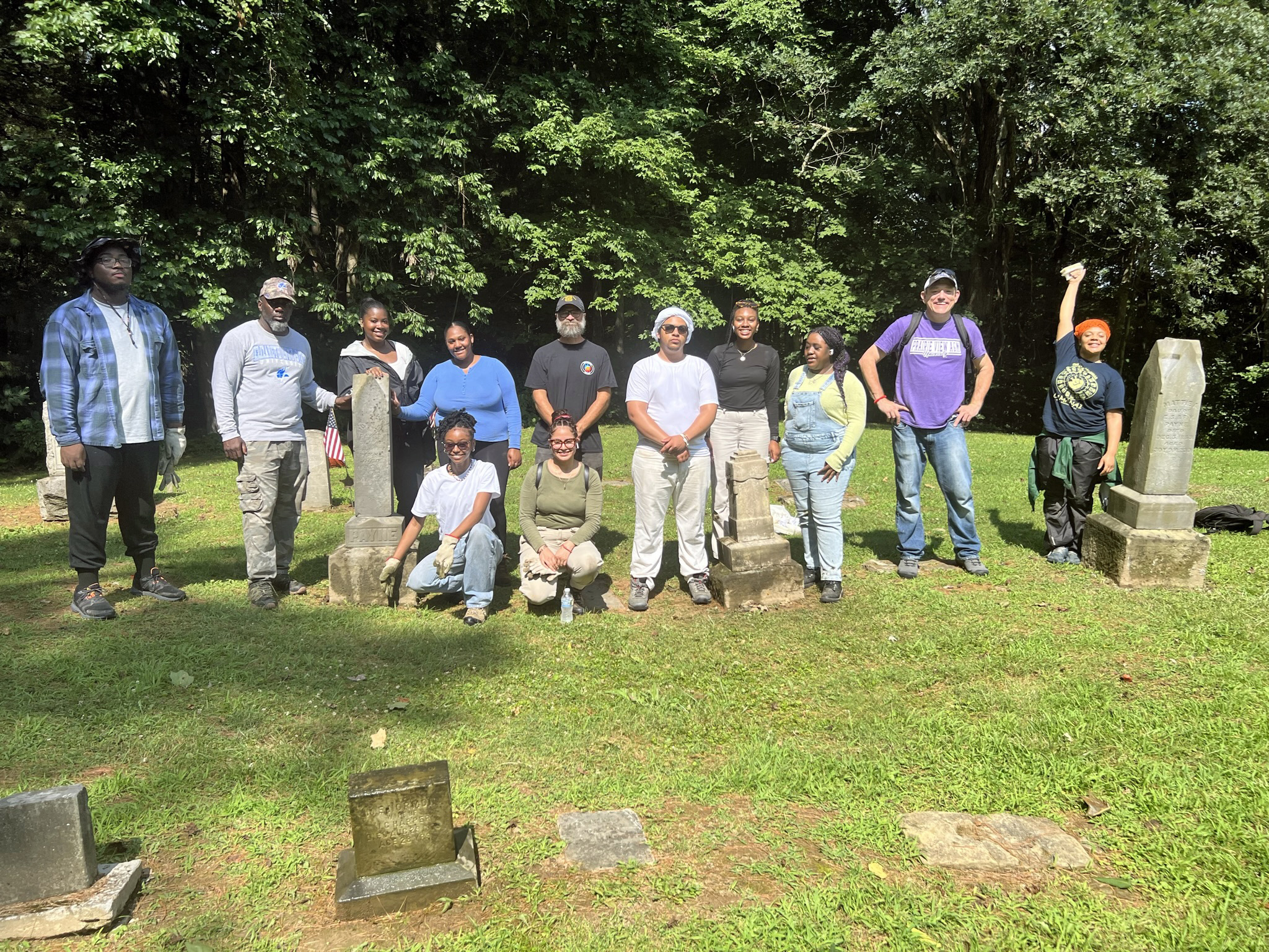 The students cleaned up a historic African American Cemetery in Payne's Crossing in the Wayne National Forest