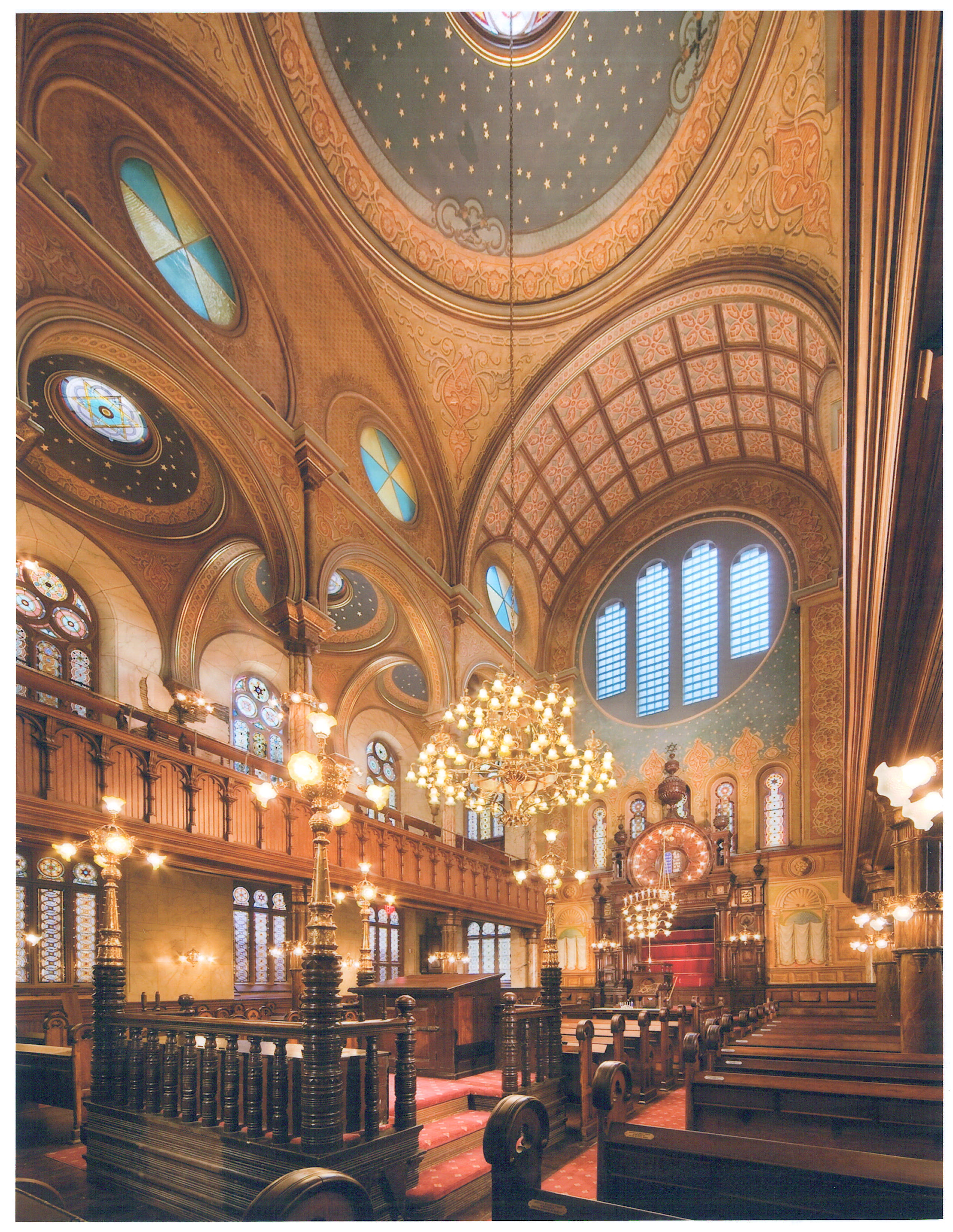 Restored interior of the Eldridge Street Synagogue, now the Museum at Eldridge Street. (Photo credit: Frederick Charles)