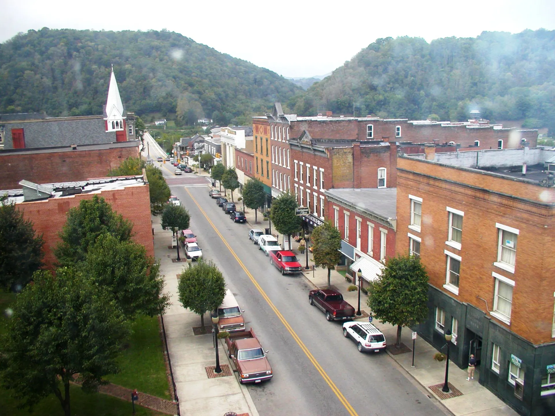 Streetscape in Hinton's historic downtown.