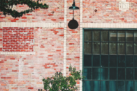 The aging wall of a building