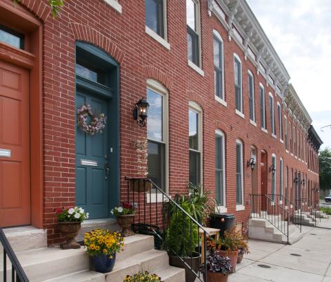 Historic homes rehabilitated for affordable housing as part of the East Baltimore Historic II Project, Baltimore, Maryland. (Photo courtesy of the project sponsors