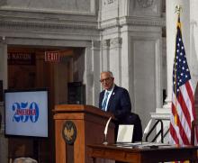 ACHP Vice Chairman Jordan Tannenbaum speaks during America250 agreement signing ceremony at the Library of Congress