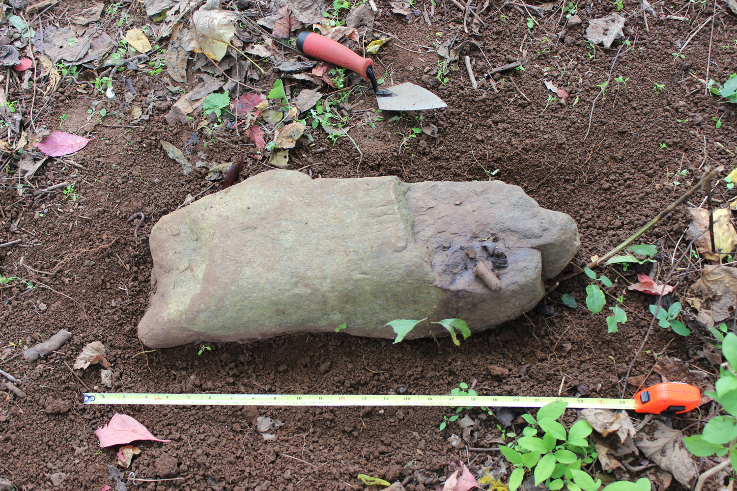 A grave marker at the site