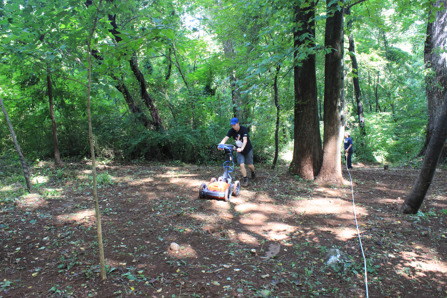 A radar survey in action, used to locate unmarked graves