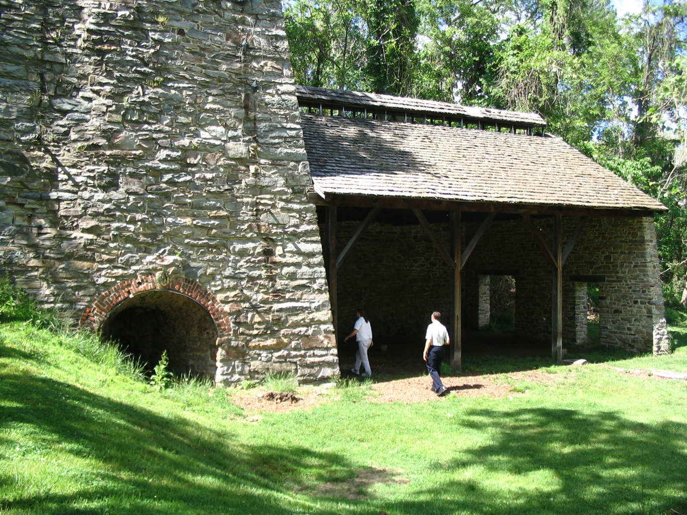 Visitors at the remains of the furnace